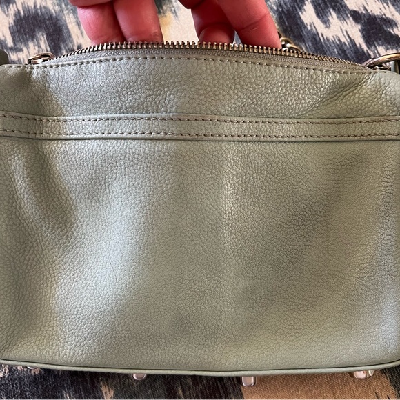 REBECCA MINKOFF Turquoise Leather Mini Mac Crossbody Bag Purse silver hardware - Picture 9 of 11